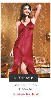 Enamor Inaya Satin Soft Ruffled Chemise.