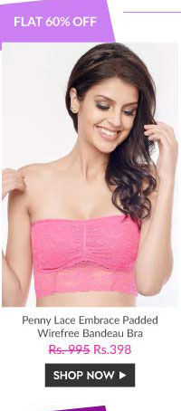 Penny Lace Embrace Padded Wirefree Bandeau Bra-Hot Pink.