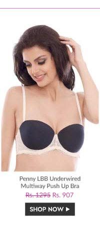 Penny LBB Underwired Strapless Multiway Level 2 Push Up Bra With Cream Lace Side.