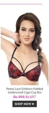 Penny Lace Embrace Padded Underwired Cage Cup Bra-Fuschia.