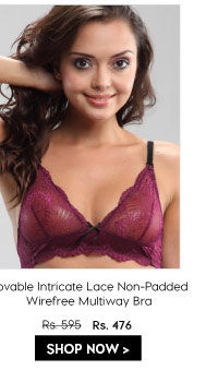 Lovable Intricate Lace Non Padded Wirefree Multiway Bra.