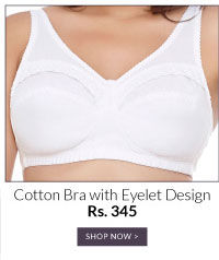Bracotair Cotton Rich Non Padded Wirefree Bra with Eyelet Design - White.