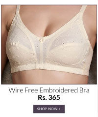 Bracotair Non Padded Wire Free Embroidered Bra - Skin.