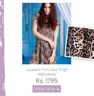 Penny Dreamwear Leopard Print Mid Thigh Nightdress.