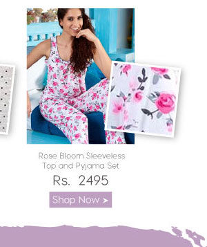 Penny Dreamwear Rose Bloom Sleeveless Top and Pyjama Set.