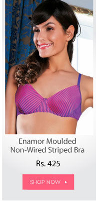 Enamor Moulded Nonwired Striped Bra.