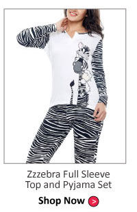 Coucou Cotton Wild Safari Zzzebra Full Sleeve Top and Pyjama Set