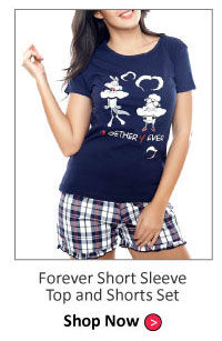 Coucou Cotton Together Forever Short Sleeve Top and Shorts Set.