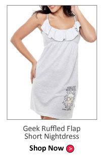 Coucou Cotton Geek Ruffled Flap Short Nightdress