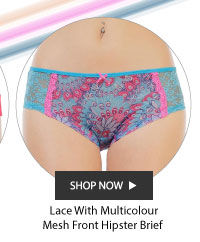 Penny Ultra Soft Lace With Multicolour Mesh Front Hipster Brief.