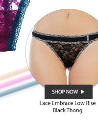 Penny Ultra Soft Lace Embrace Low Rise Black Thong.