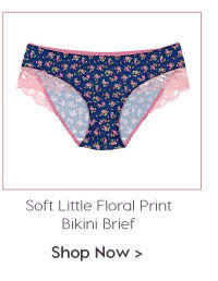 Penny Plus Ultra Soft Little Floral Print Bikini Brief-Blue.