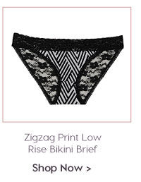 Penny Ultra Soft Zigzag Print Low Rise Bikini Brief - Black