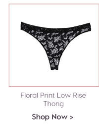 Penny Plus Ultra Soft Floral Print Low Rise Thong-Black