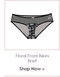 Penny Plus Ultra Soft Floral Front Bikini Brief - Black.
