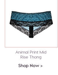Penny Ultra Soft Animal Print With Lace Mid Rise Thong Blue.