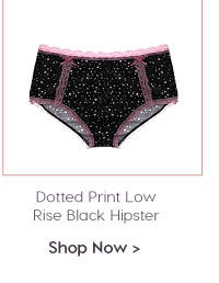 Penny Ultra Soft Dotted Print Low Rise Black Hipster Brief