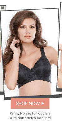 Penny No Sag Full Cup Bra With Non Stretch Jacquard - Black.