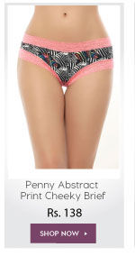 Penny Abstract Print With Neon Lace Cheeky Brief