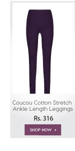 Coucou Cotton Stretch Ankle Length Leggings- Purple.