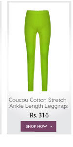 Coucou Cotton Stretch Ankle Length Leggings- Wild Lime Green.