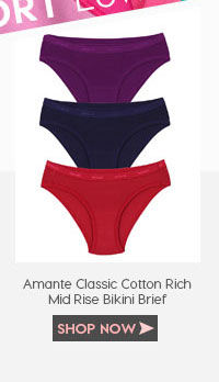 Amante Classic Cotton Rich Mid Rise Bikini Brief (Pack of 3)