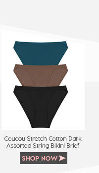 Coucou Stretch Cotton Dark Assorted String Bikini Brief (Pack of 3).