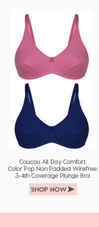 Coucou All Day Comfort Color Pop Non Padded Wirefree 3-4th Coverage Plunge Bra (Pack of 2)