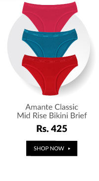 Amante Classic Collection Mid Rise Bikini Brief (Pack of 3).