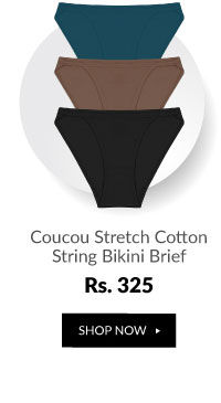 Coucou Stretch Cotton Dark Assorted String Bikini Brief (Pack of 3).