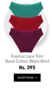 Enamor Lace Trim Band Cotton Bikini Brief (Pack of 3).