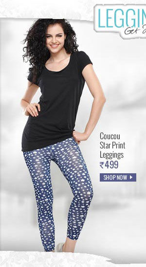 Coucou Star Print Leggings-Blue.