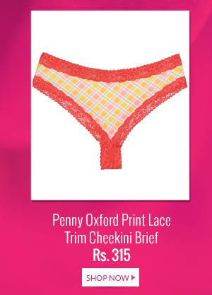 Penny Oxford Print Lace Trim Cheekini Brief.