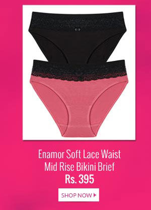 Enamor Soft Lace Waist Mid Rise Bikini Brief (Pack of 2).