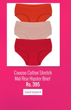 Coucou Cotton Stretch Mid Rise Hipster Brief (Pack of 3).