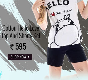 Coucou Cotton Hello Love Top And Shorts Set -Black White.