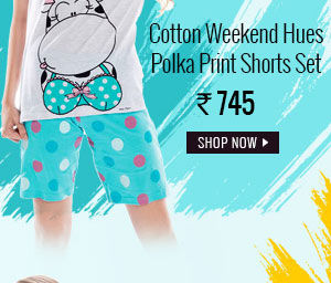 Coucou Cotton Weekend Hues Polka Print Shorts Set - Aqua Polka.