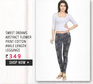 Sweet Dreams Abstract Flower Print Cotton Ankle Length Leggings.