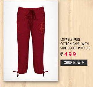 Lovable Pure Cotton Capri with Side Scoop Pockets-Red.