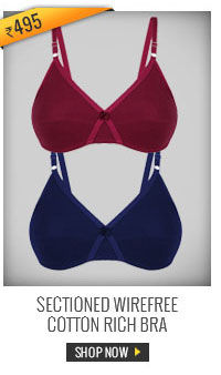 Coucou Everyday Comfort Sectioned Wirefree Cotton Rich Bra with Cross Over Panels (Pack of 2)
