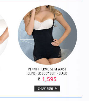 Penny Thermo Slim Waist Clincher Body Suit - Black.