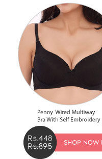 Penny LBB Padded Wired Multiway Bra With Self Embroidery-Black