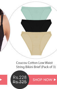 Coucou Stretch Cotton Low Waist String Bikini Brief (Pack of 3).