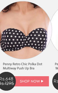 Penny Retro Chic Polka Dot Print Level 1 Multiway Push Up Bra.