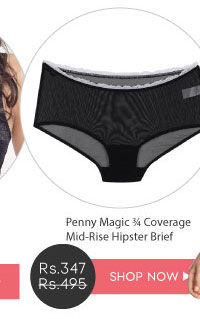 Penny Monochrome Magic � Coverage Mid-Rise Hipster Brief - Black.