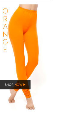 Coucou Colour Dash Cotton Stretch Churidar Leggings-Orange.