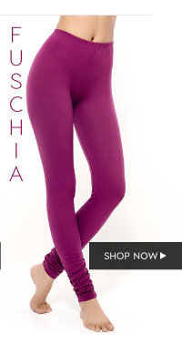 Coucou Colour Dash Cotton Stretch Churidar Leggings-Fuschia.