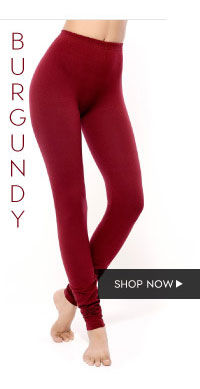 Coucou Colour Dash Cotton Stretch Churidar Leggings-Burgundy.