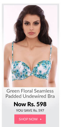 Green Floral Seamless  Padded Undewired Bra