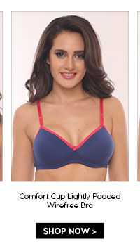 Coucou Comfort Cup Lightly Padded Wirefree Bra-Blue.